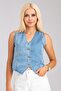 Women's Bleach Wash Lyocell Thin Denim Fabric Jeans Vest Bleach Wash - 2
