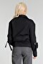 Women's Viscose Polyester Stretch Fabric Fabric Snap Pocket Jacket with Bird Eyes and Zipper Accessories Black - 6