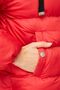 Women's Red Hooded Fiber Windproof Puffer Winter Jacket - 5