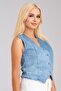 Women's Bleach Wash Lyocell Thin Denim Fabric Jeans Vest Bleach Wash - 5