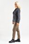 Women's Printed velvet blazer jacket - Stretch Fabric cotton fabric, lined, double pocket khaki - 3