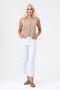 Women's bleach wash lyocell thin denim fabric jean vest beige - 2