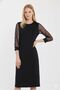 Women's Plain Black Sleeves Tulle Pearls Elegant Midi Dress 10D-1098 - 2