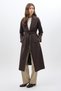 Bitter Brown Belted Long Lined Women's Coat 7242A - 2