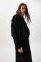 Black Suede Look Waist Elasticated Shirt Collar Women's Jacket 60538 - 2