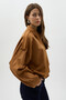 Tan Suede Look Elastic Waist Shirt Collar Women's Jacket 60538 - 2