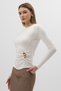 Ecru Waist Buckle Detailed Long Sleeve Blouse 8221A - 2