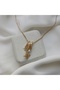 Steel Chain Gold Star and Pearl Charm Necklace-Women's Necklace