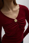 Burgundy V-Neck Front Button Detail Blouse 8226A - 4