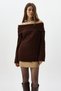 2324 Boat Neck Long Sleeve Sweater Brown - 2