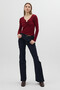 Burgundy V-Neck Front Button Detail Blouse 8226A - 7