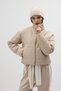 Beige Mock Neck Zippered Short Puffer Women's Coat 8000 - 2