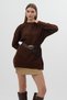 Bitter Brown Crew Neck Women's Sweater with Front Stitch Detail 2345 - 6