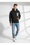 Unisex 3-thread k Hooded soft touch b Printed pocket detailed sweatshirt