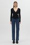 Double-Breasted Collar Long Sleeve Blouse with Black Accessories 8227A - 3