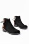 Zri̇n165-209 Premium Black Leopard Back Lace-Up Zippered Casual Women's Boots - 5