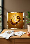 ساعة حائط مزخرفة من خشب MDF مع إطار ذهبي وكتابة فاف