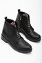 Zri̇n165-225 Premium Black Leopard Lace-Up Zippered Casual Women's Boots - 5