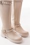 Zri̇n-307 Beige Flat Heeled Daily Premium Women's Riding Boots - 4