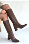 Roksa Premium Pointed Toe Heeled Bitter Brown Boots - 2