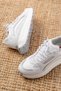 Zri̇nf-307 Premium White Lace-Up Satin Women's Sneaker with Stone Accessories - 5