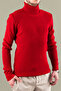 Men's Red Slim Fit Turtleneck Cotton Half-High Collar Sweatshirt Knitwear Sweater