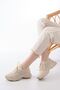 Zri̇n-3002 Premium Beige Lace-Up Mesh Casual Sneaker with Stone Accessories