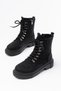 Zri̇n-2121 Premium Black Emerald Lace-Up Zippered Casual Women's Boots - 4