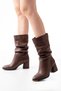 Zri̇n-2430 Premium Brown Heeled Bellows Casual Women's Boots