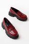 Zri̇n-759 Premium Burgundy Patent Leather Orthopedic High-Sole Loafer - 6
