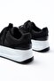 Zri̇n-190 Premium Black Lace-Up Mesh High Sole Casual Sneaker - 6