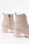 Zri̇n-3025 Premium Beige Lace-Up Zippered Thick Heeled Women's Boots - 5