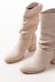 Zri̇n-2430 Premium Beige Heeled Bellows Casual Women's Boots - 4