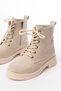 Zri̇n-2003 Premium Beige Suede Lace-Up Zippered Casual Women's Boots - 2