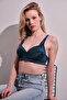 Meldola Model Pedsiz Underwire Lace Detailed Bra Blue Color