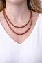 Bamboo Beaded Long Burgundy Women's Necklace 49 cm
