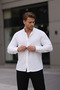 Ayrobin Long Sleeve White Color Half Oversize Men's Shirt - 5