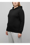 Sweatshirt Hooded 3 Thread Loose Fit Soft Stretchy Unisex Matte Black - 3