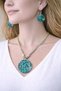 Hand Painted Floral Stone Women's Necklace Earring Set 23 cm - 2