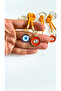 Orange String Round Eye Evil Eye Keychain - 3