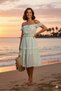 Women's Light Green Fisto Brode Lined Midi Length Woven Summer Dress 11C-5045Y