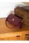 Women's Gold Detail Shoulder Bag Claret Red - 3