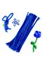 25 Pieces of Dark Blue Chenille, Feathered Wire Suitable for Flower Making, 30 cm 6 mm