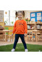 Girl's Printed Sweatshirt Leggings Two-Piece Set – Black Orange |   Transitional and Winter Comfortable Set - 2