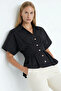 Low Sleeve Waist Fitted Pleated Poplin Shirt - 2