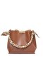 Ymzbag Taba Scarf and Chain Accessories Soft Leather 3-Compartment Stylish and Elegant Handbag and Shoulder Bag