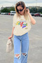 White Printed Oversize T-Shirt Mg1522 - 3