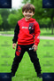 Children's Unisex Printed Tracksuit Set with Patterned Brownish-Red Children's Hoodie and Sweatpants