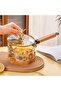 Borosilicate Glass Amber Sauce Pot with Deer Lid - Egg Pot 1800 ml - 2