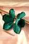 Floral Three-Dimensional Large Green Women's Earrings 7 cm - 3